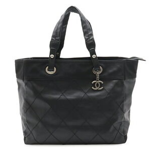 CHANEL Paris-Biarritz Tote MM Bag, Handbag, Coated Canvas, Black, A34209